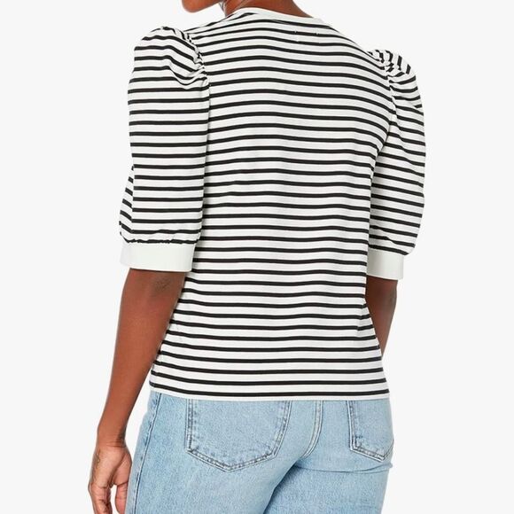 The Drop Women's Mariko Puff-Sleeve Crew-Neck Stretch Jersey T-Shirt, NIP - Picture 2 of 4